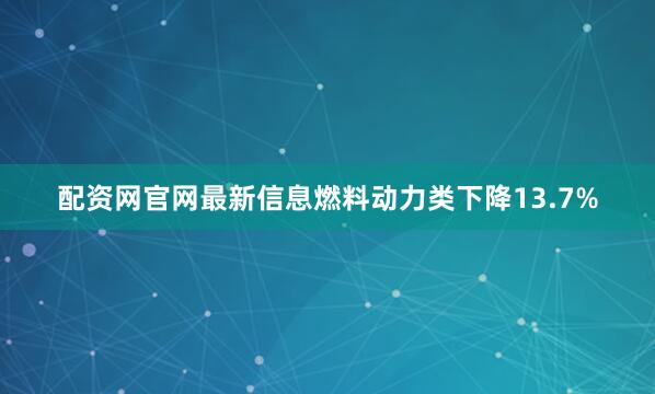 配资网官网最新信息燃料动力类下降13.7%